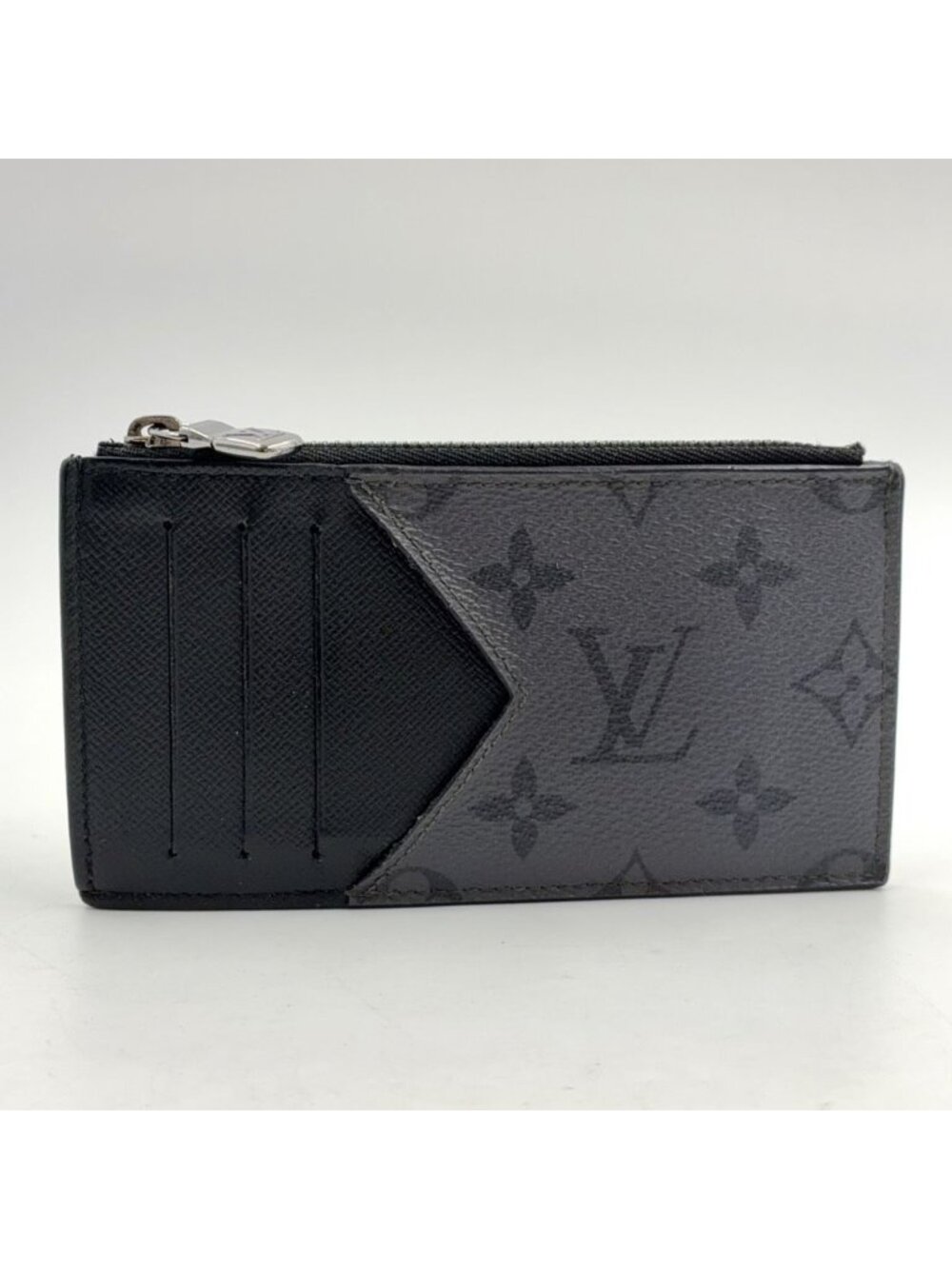 Louis Vuitton Coin Card Holder Monogram Eclipse Reverse Leather Black Purse